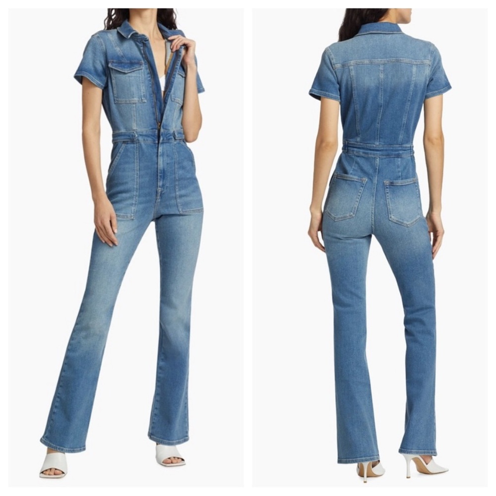 Good American Light Blue Denim Jumpsuit Jeans